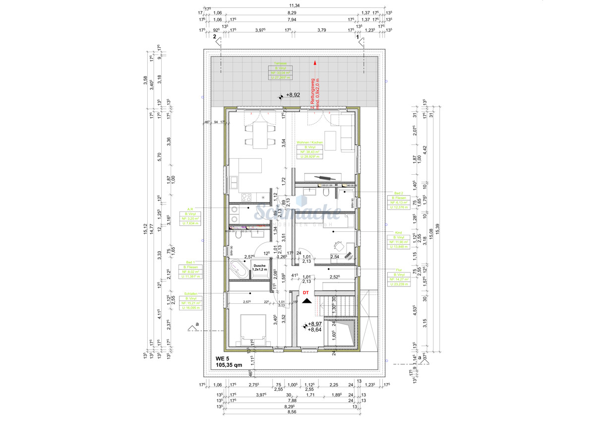 Penthaus-Wohnung, barrierefreier Neubau in der City mit großer Dachterrasse nach Süd-West (Whg.5), 58644 Iserlohn, Penthousewohnung
